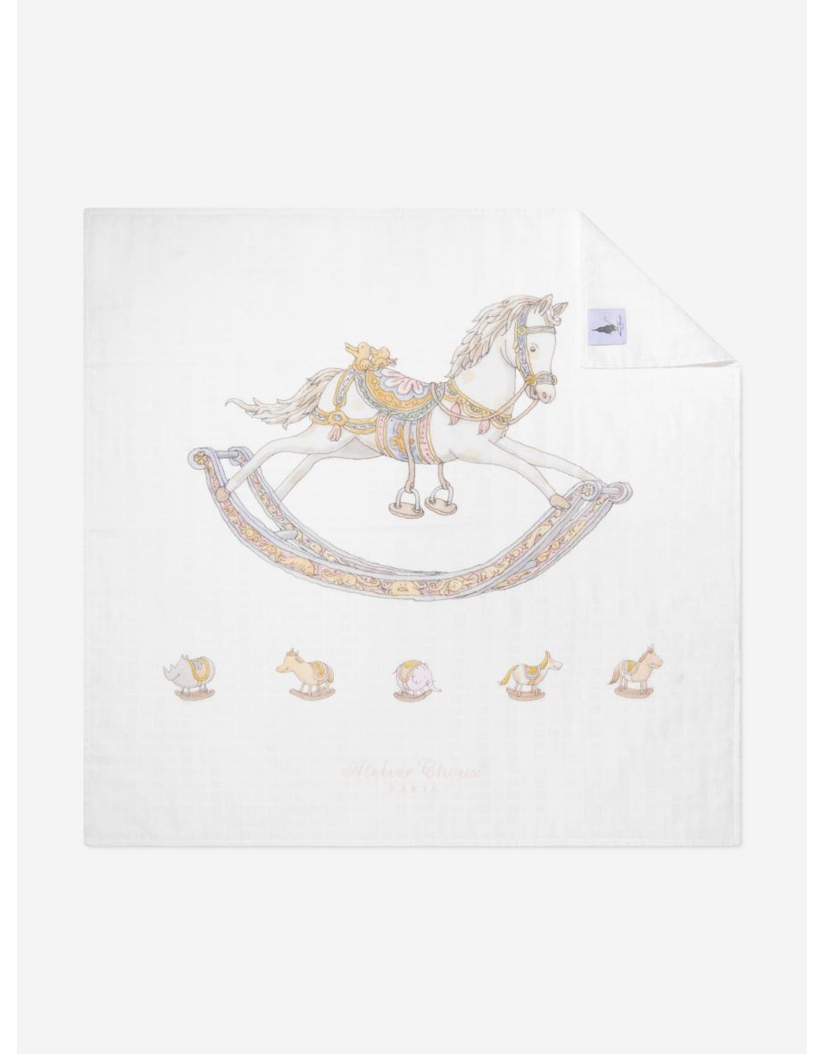 Baby Rocking Horse Swaddle in White