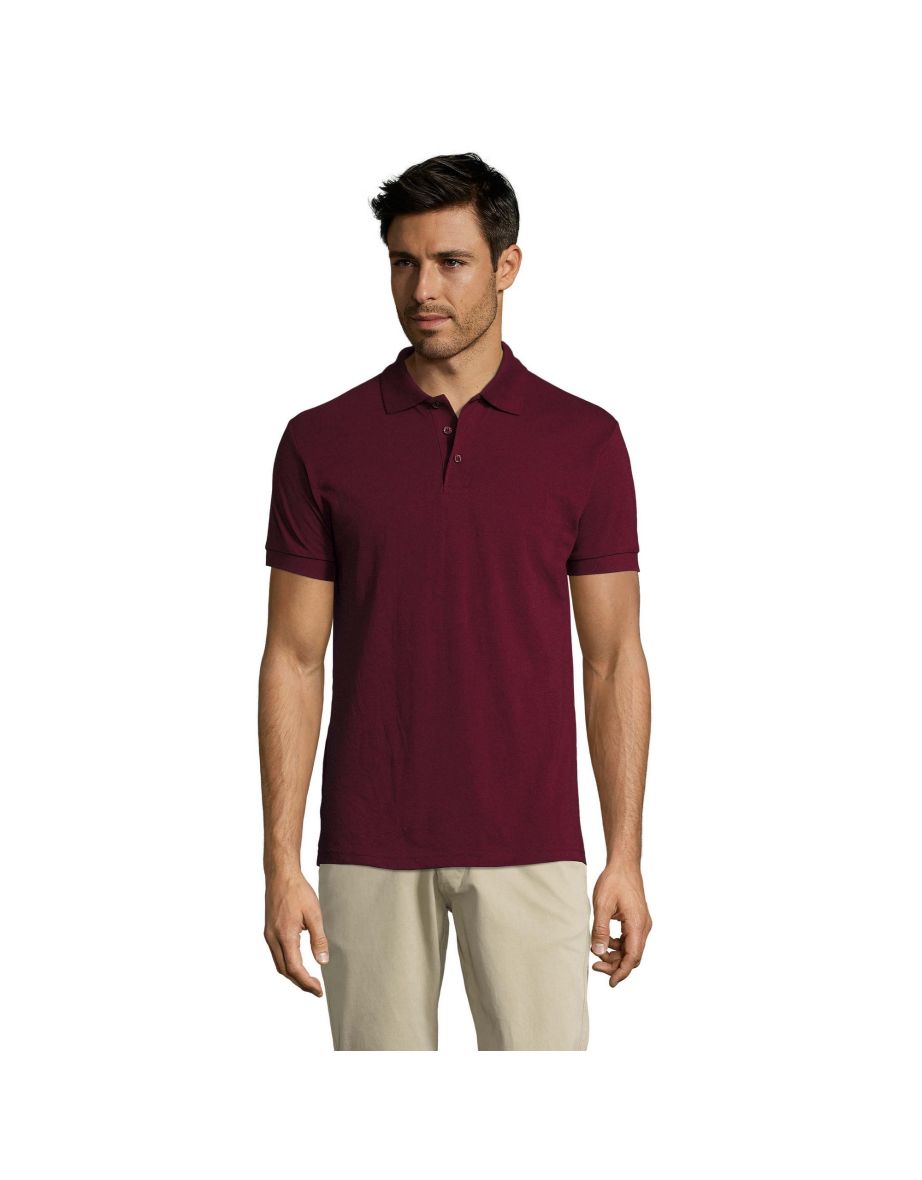 SOLs Mens Prime Pique Plain Short Sleeve Polo Shirt - Burgundy - 3