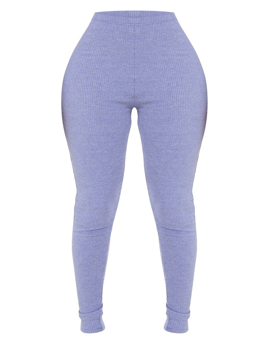 Shape Petrol Blue Marl Ribbed Leggings - 4