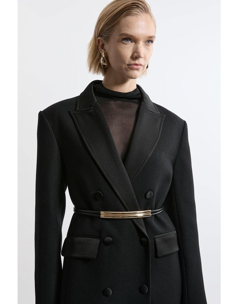 Premium Leather Gold Tube Detail Belt