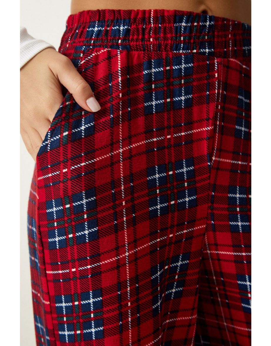Women's Burgundy Patterned Soft Textured Knitted Pajamas - 4