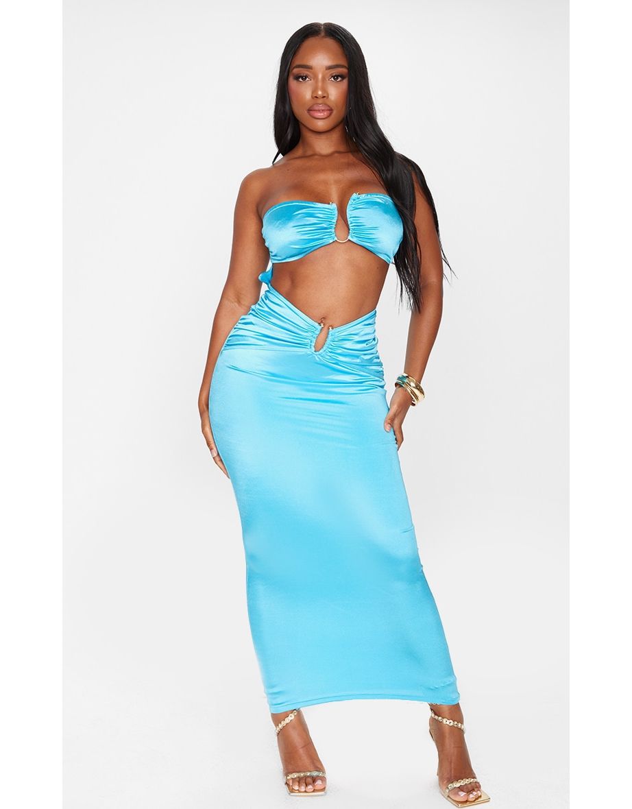 Shape Aqua Shine Cut Out Ring Detail Maxi Dress