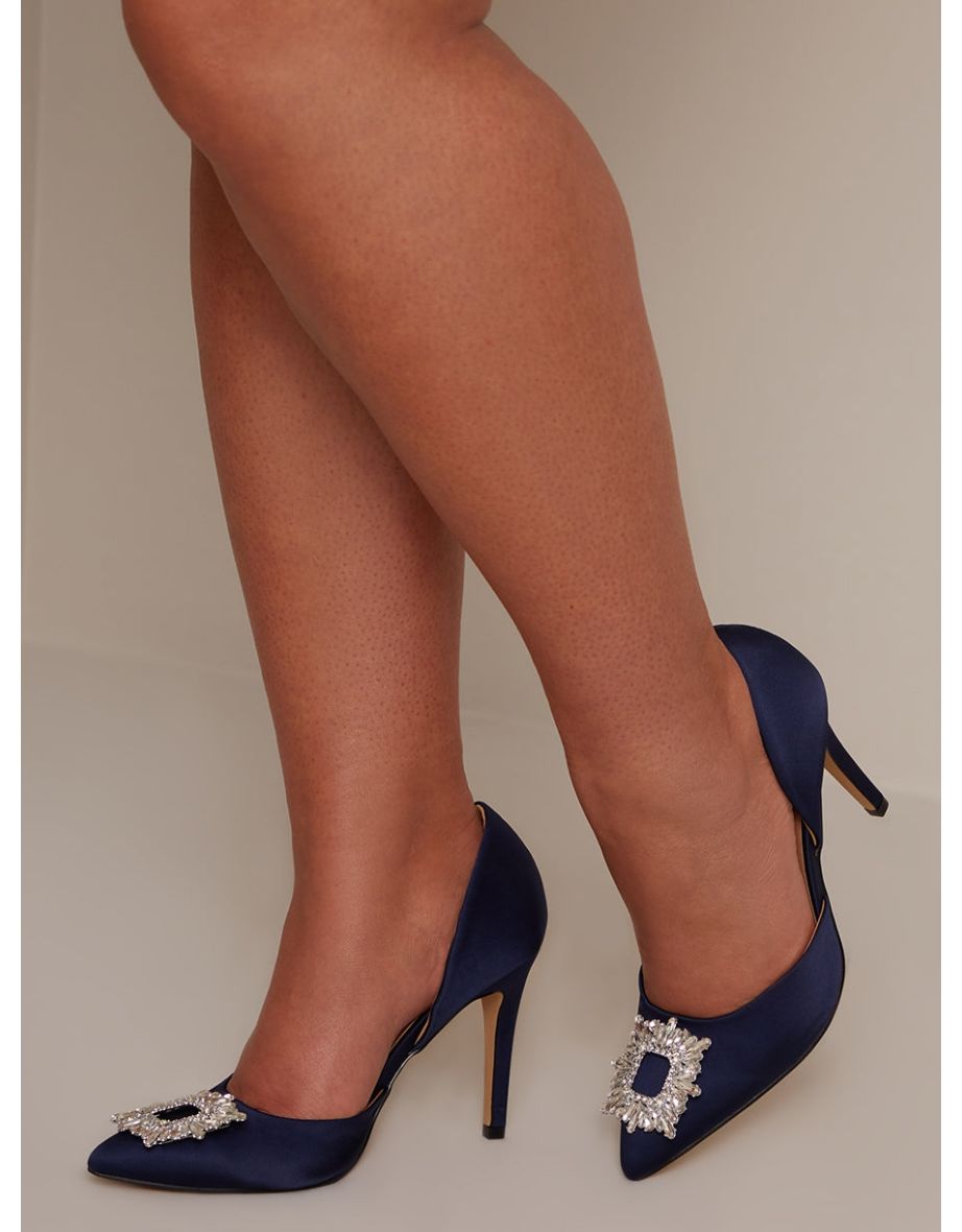 Navy diamante heels best sale