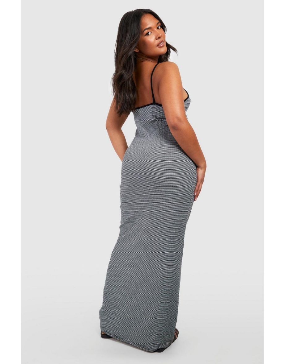 Grey striped maxi outlet dress