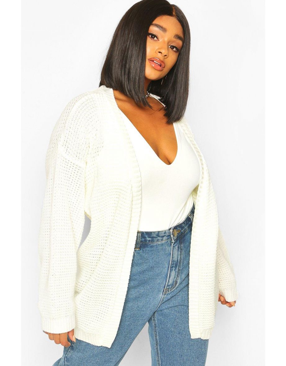 Plus Edge To Edge Waffle Knit Cardigan - hazelnut - 3