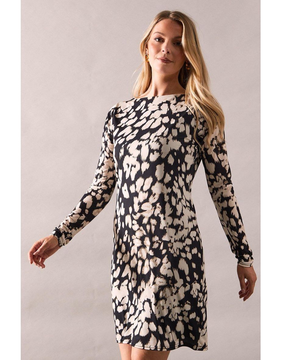 Tall Mono Scratch Print Jersey Shift Dress