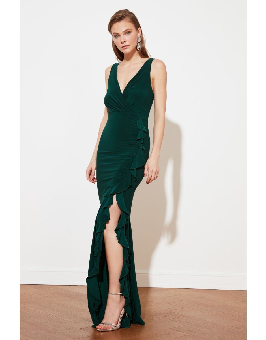 Green Mermaid Maxi Evening Dress