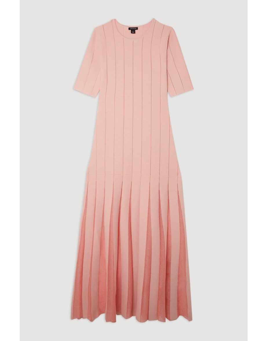 Viscose Blend Filament Full Skirt Knit Midaxi Dress - 3