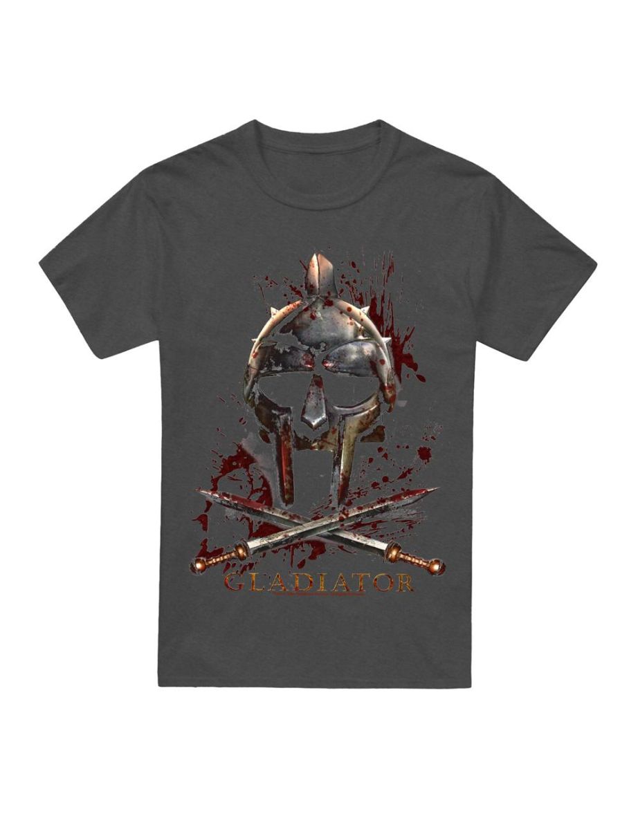 Gladiator Unisex Adult Helmet T-Shirt - Charcoal