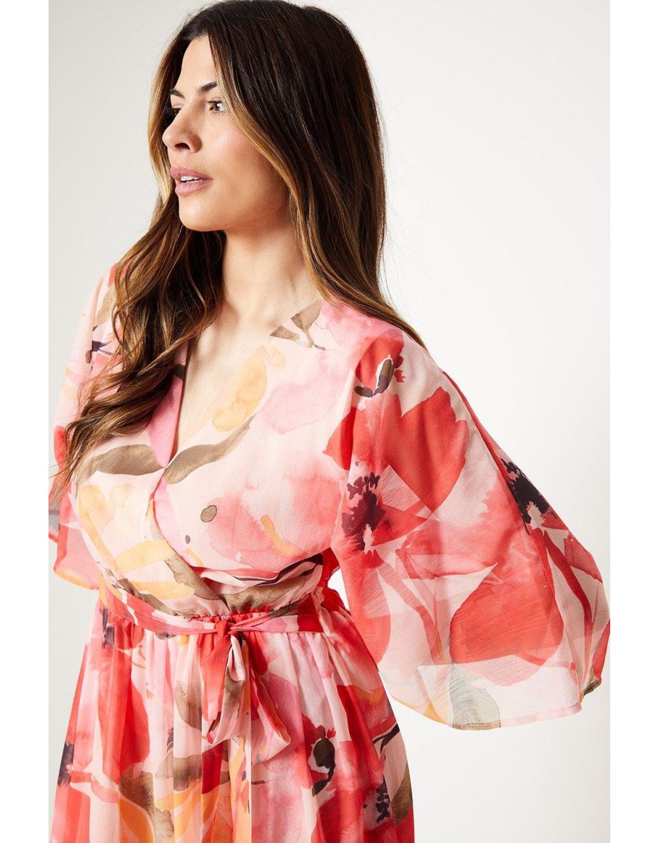 Kimono Sleeve Hi Lo Wrap Dress - 3