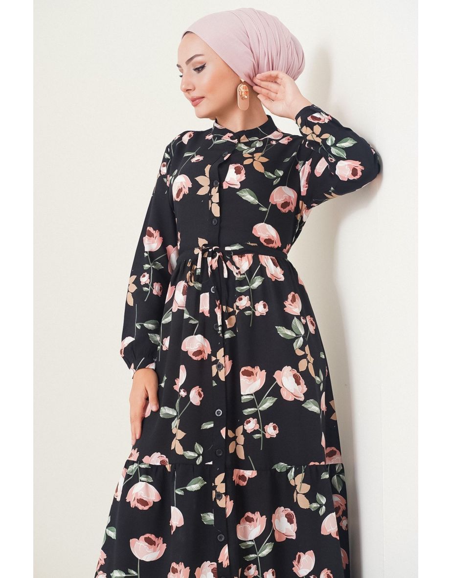 2144 Judge Collar Hijab Dress - E.black. - 5