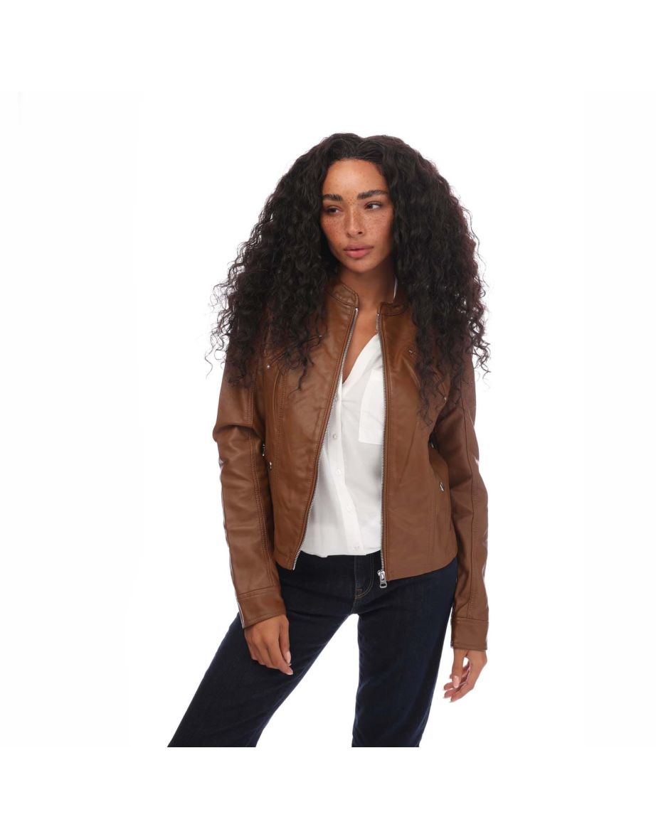 Women's Vero Moda Favodona Faux Leather Jacket in Brown