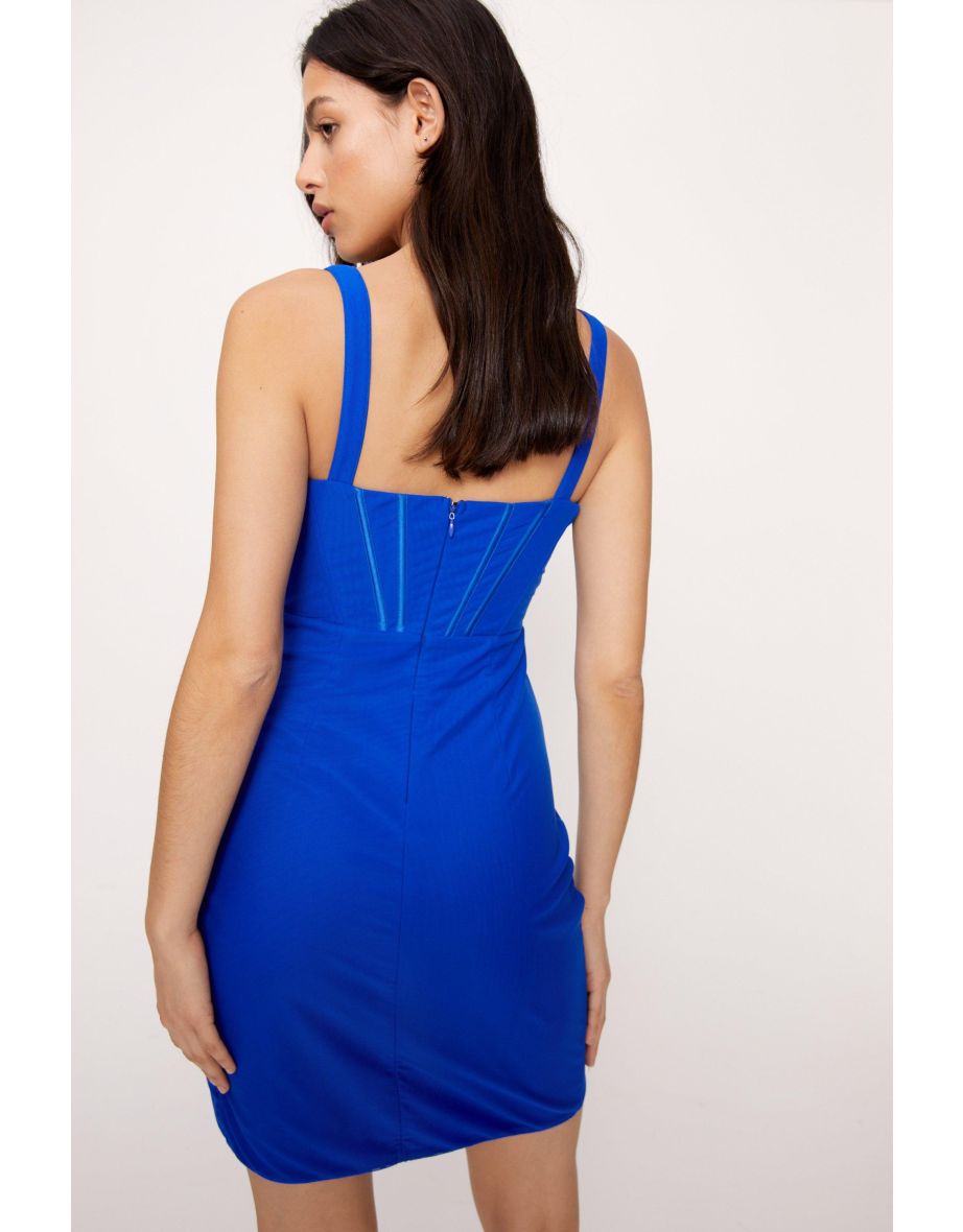 Mesh Corset Detail Wrap Over Dress - 3