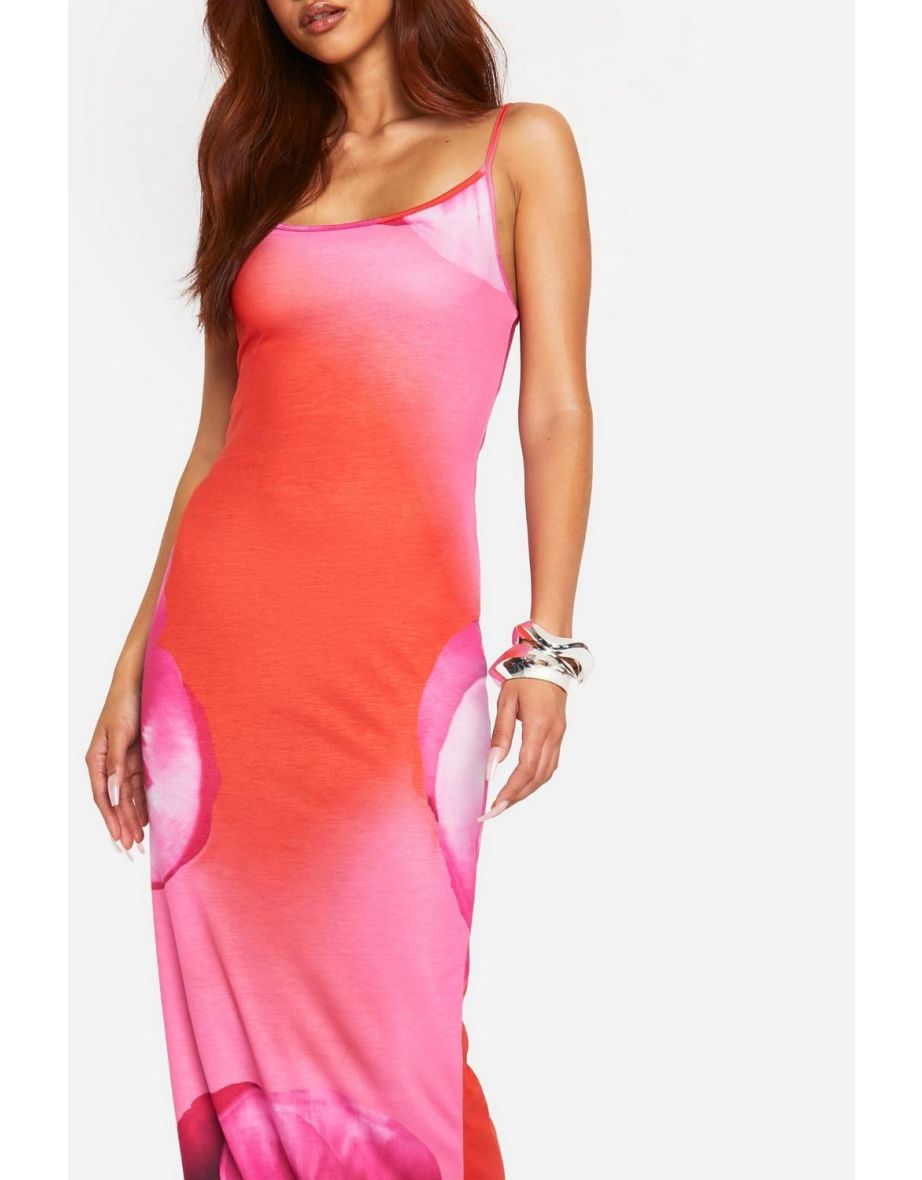 Floral Strappy Maxi Dress - red - 3