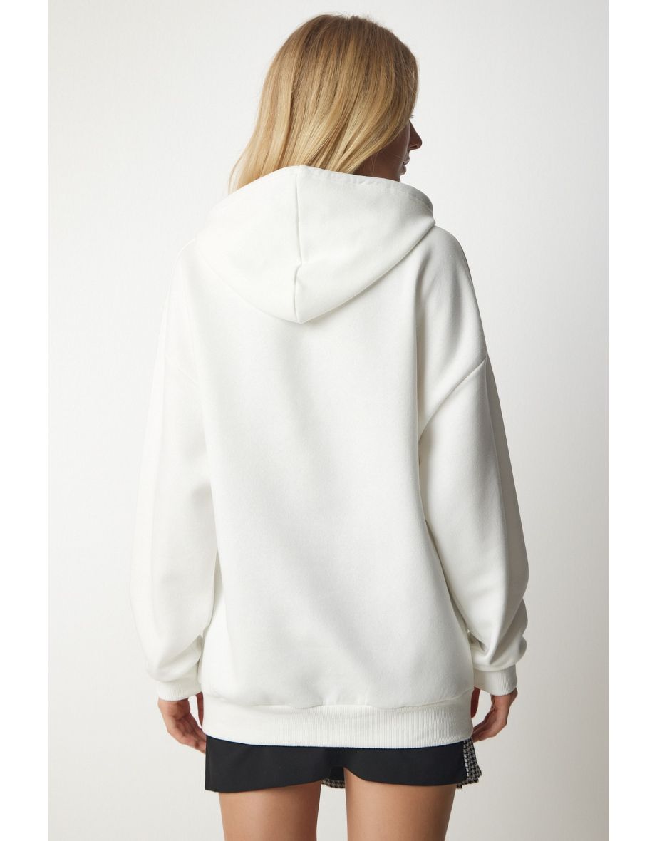 Women's Ecru Hoodie and Knitted Sweatshirt - 4
