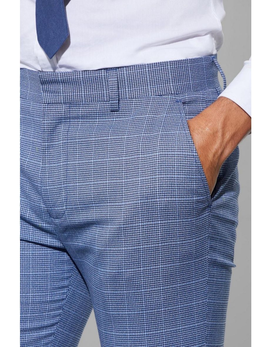 Skinny Crop Micro Check Suit Trousers - navy - 2