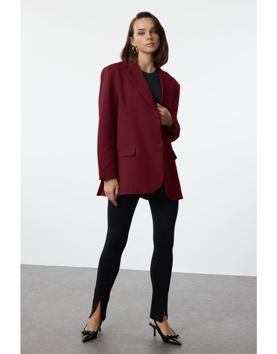 Claret Red Extra Oversize Blazer Jacket