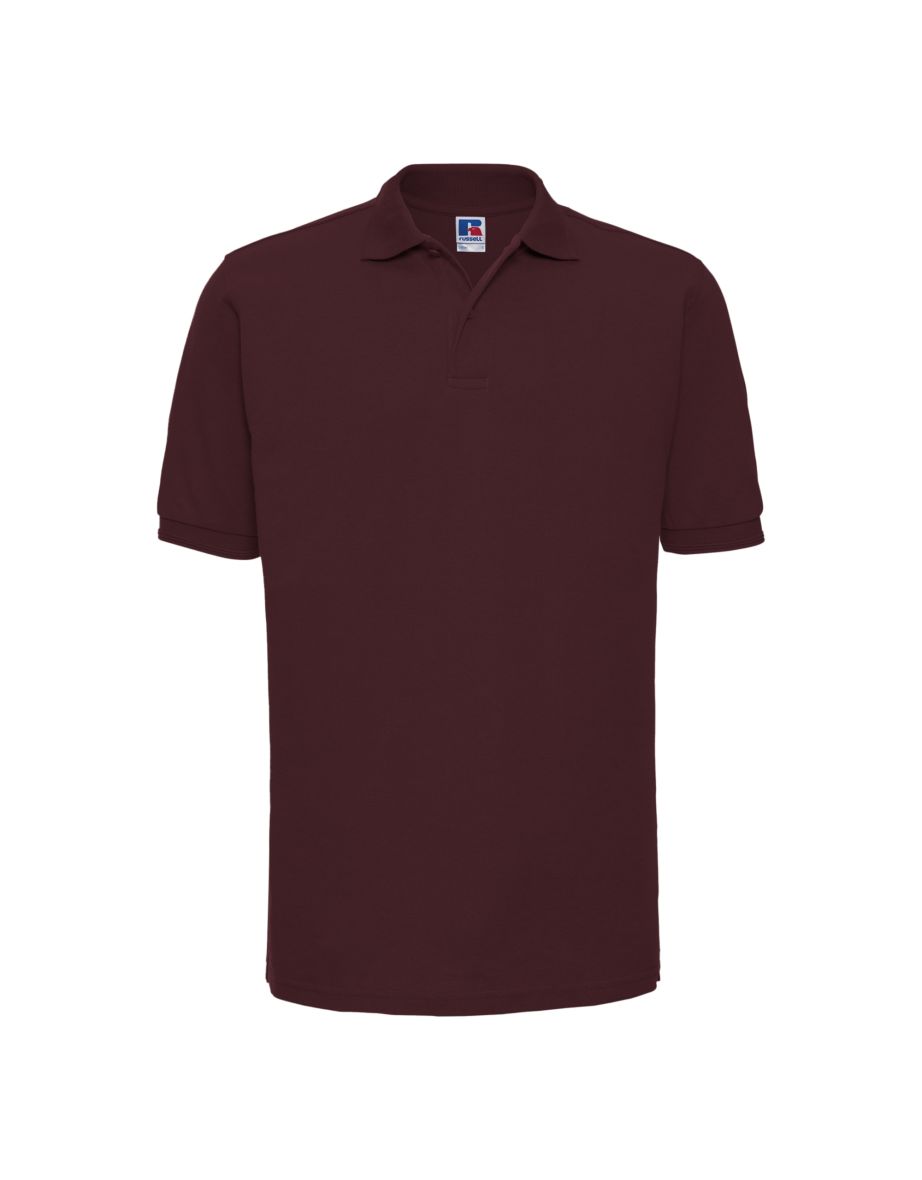 Russell Mens Ripple Collar & Cuff Short Sleeve Polo Shirt - Burgundy