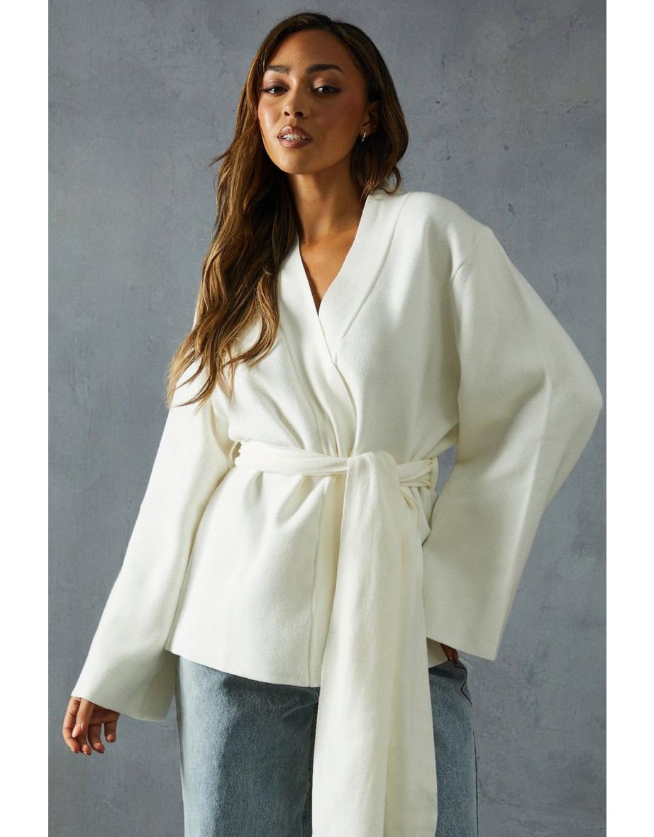 Heavyweight Knitted Belted Wrap Kimono Cardigan