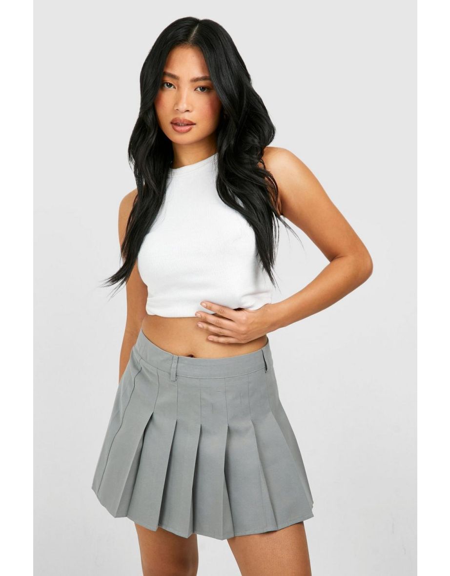 Petite grey pleated skirt best sale