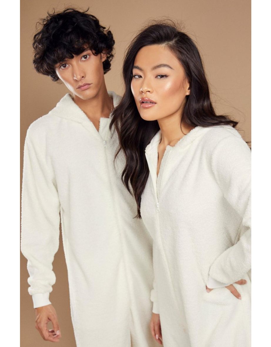 Hers Matching Teddy Loungewear Onesie - ecru - 3