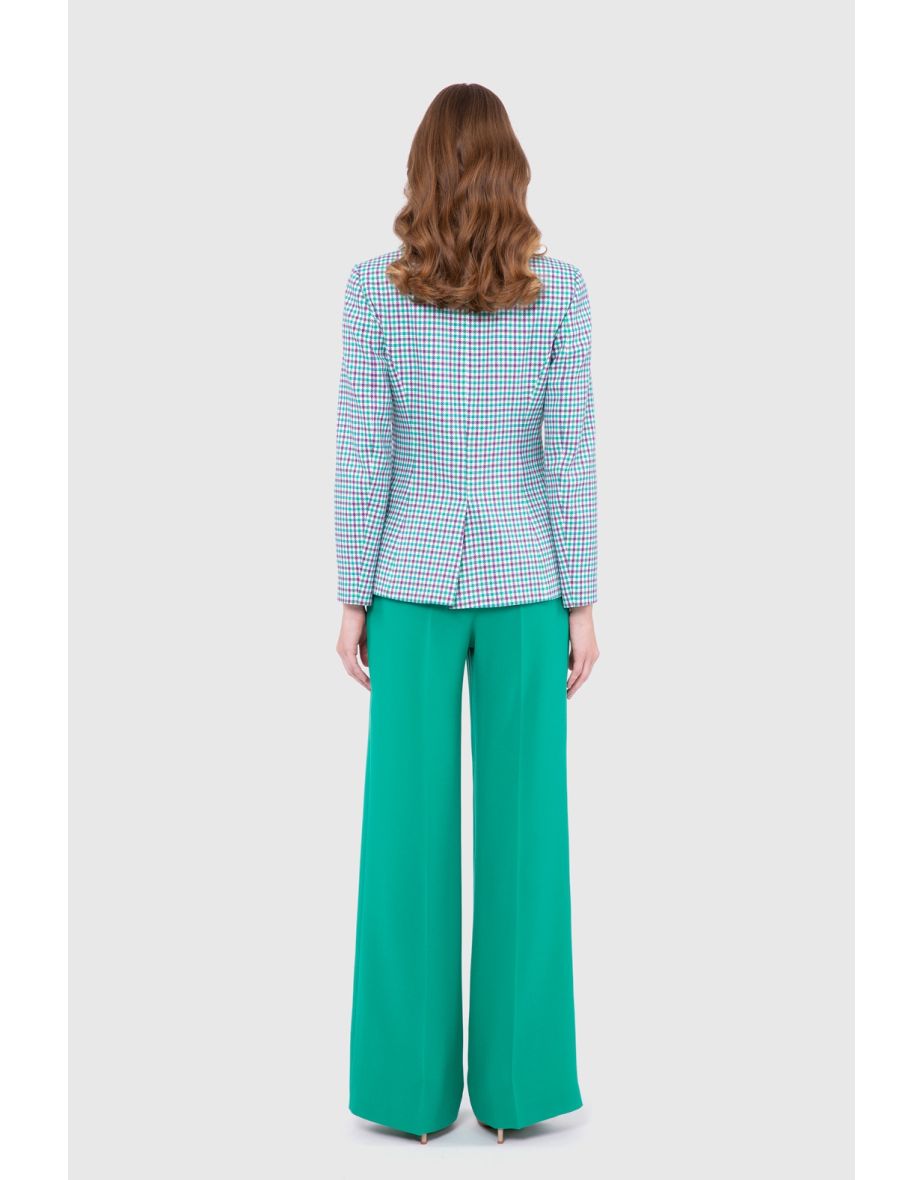 Green Plaid Women's Suit with Jacket - 2