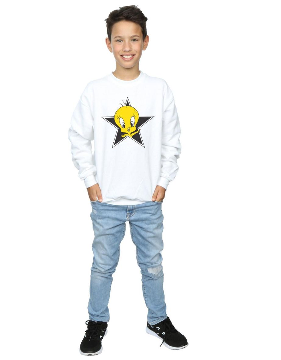 Looney Tunes Boys Tweety Pie Star Sweatshirt - White - 3