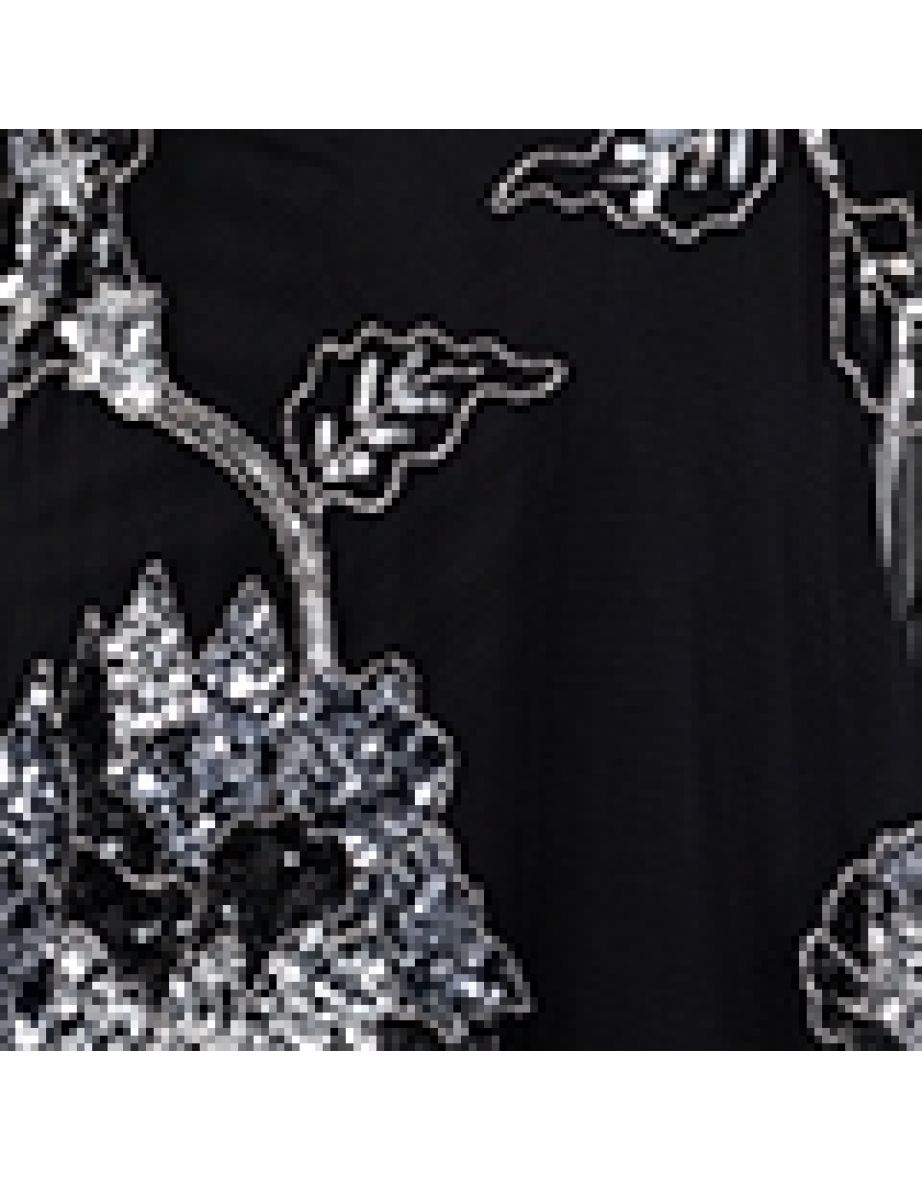 Maya Black Floral Embellished Tulle Overlay with Slip Maxi Dress - 4