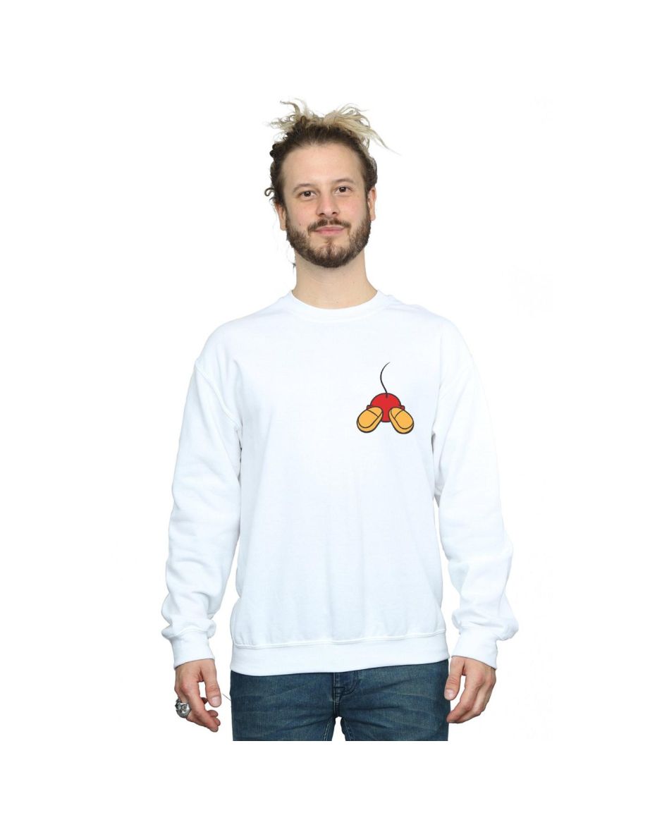 Disney Mens Mickey Mouse Backside Breast Print Sweatshirt - White