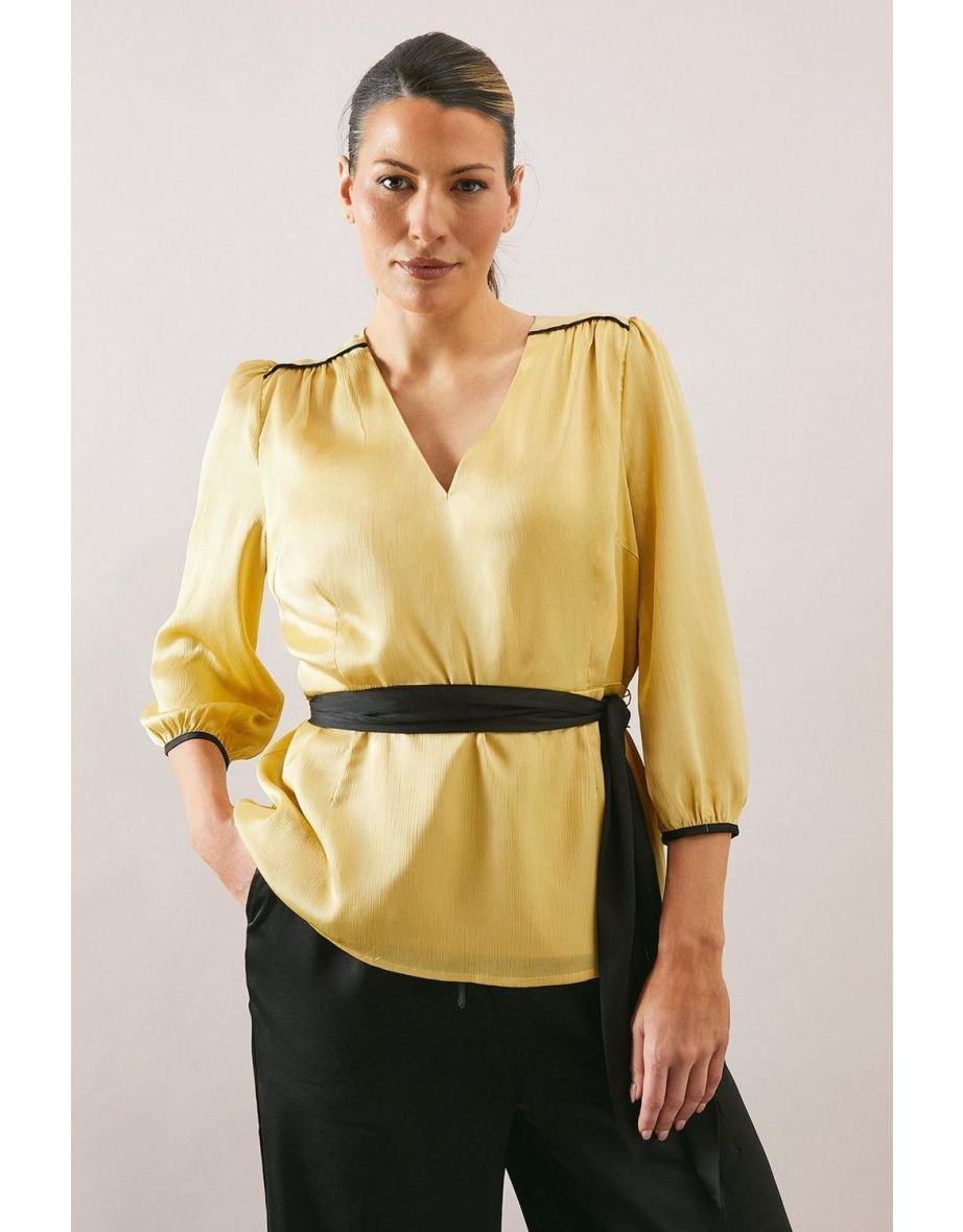 Satin Belted Blouse