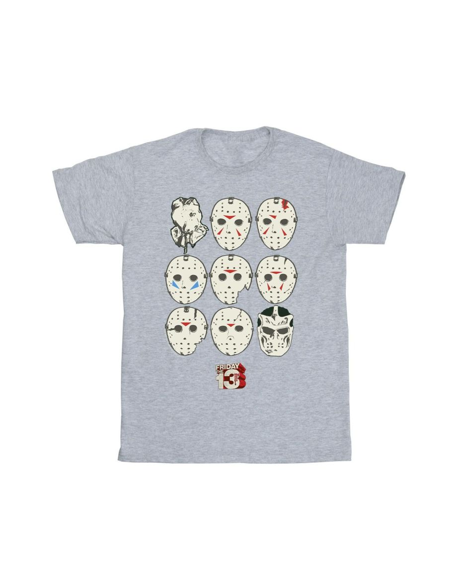 Friday The 13th Mens Jason Masks T-Shirt - Sports Grey