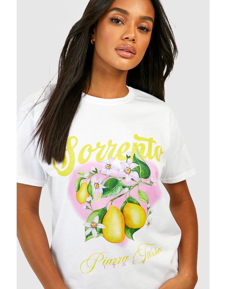 Sorrento Lemon Printed Oversized T-shirt - white - 3