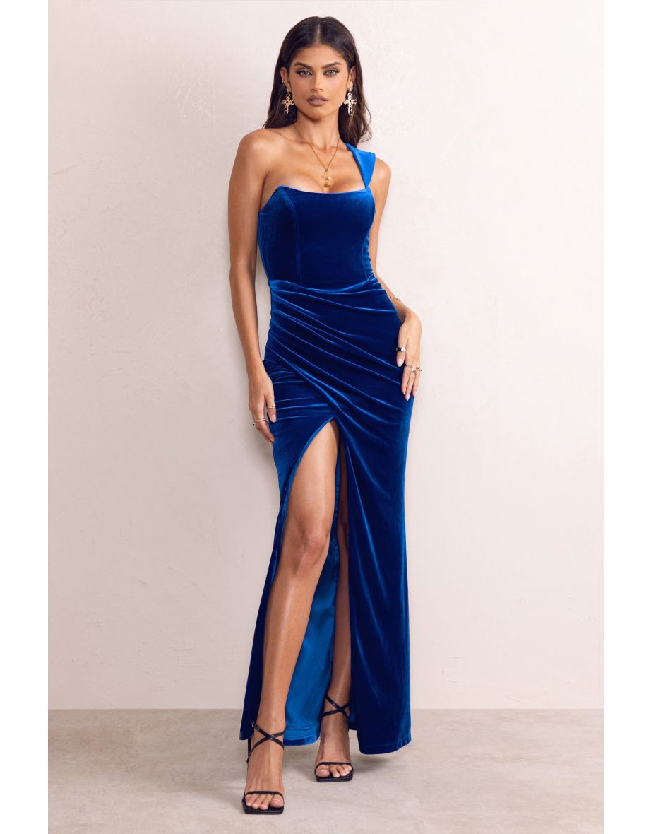 Royal Blue Corset Split Hem Maxi Dress<!-- --> - <!-- -->QUIZ Clothing