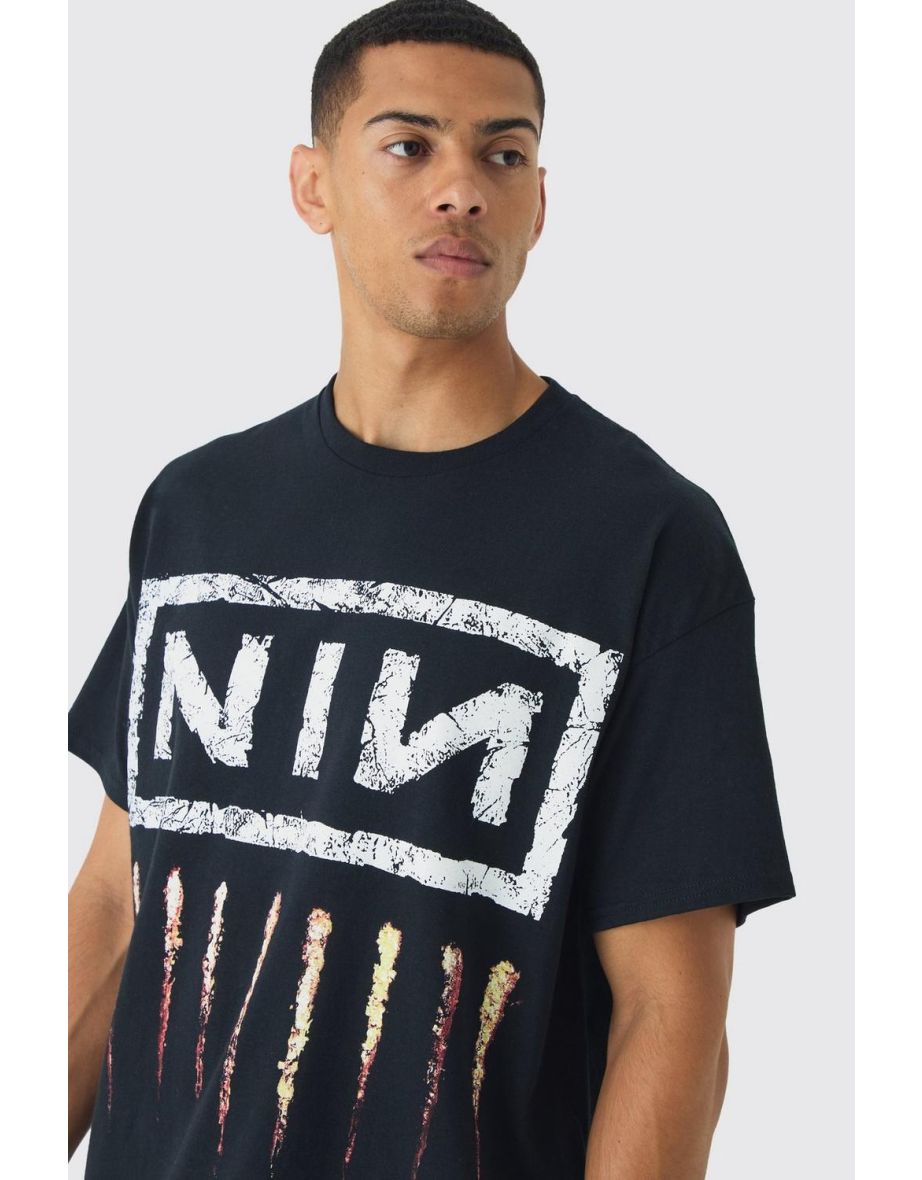 Oversized Nine Inch Nails License Print T-Shirt - black - 2