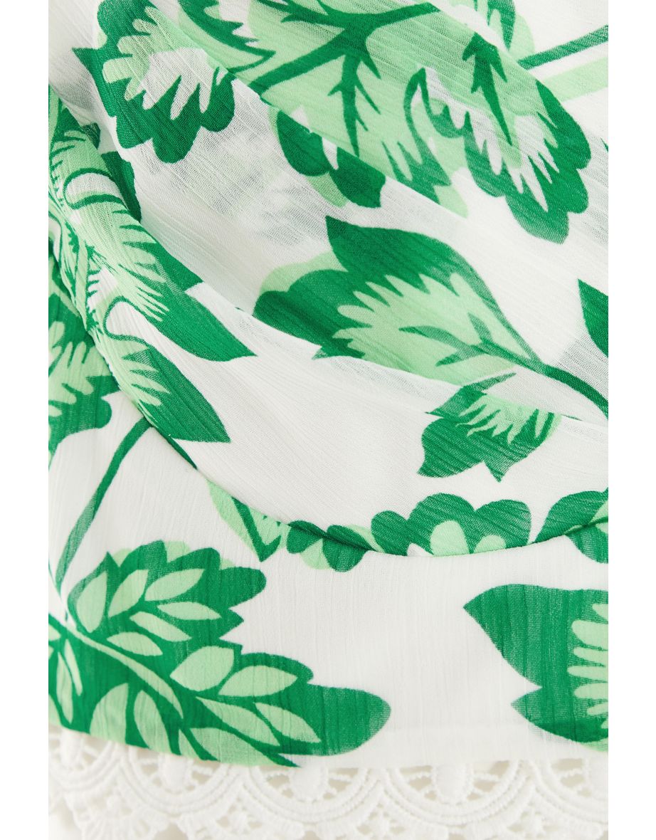 Green Tropical Print Crop Top - 5