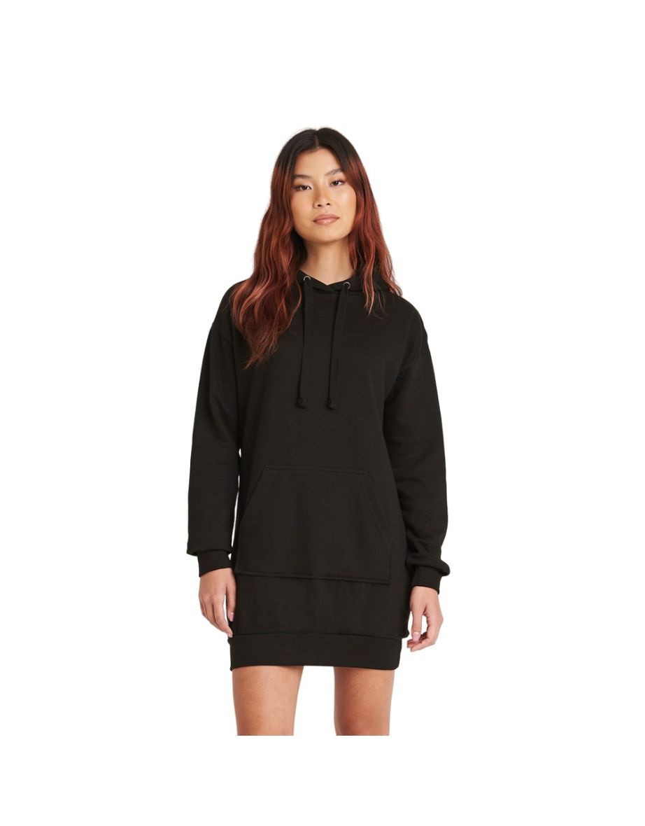 Awdis Womens/Ladies Relaxed Fit Hoodie Dress - Jet Black