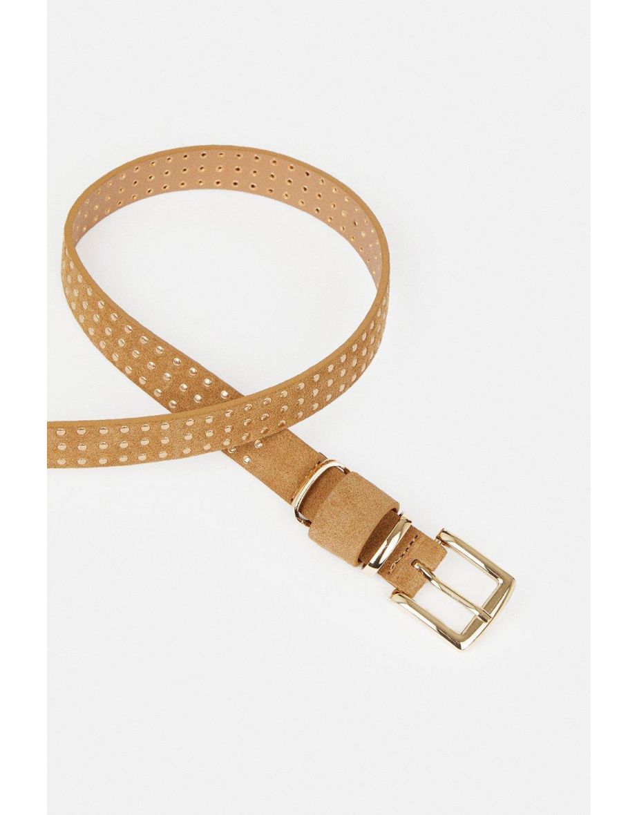 Suede Studded Waist Belt - 3