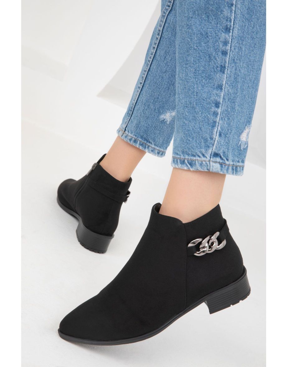 Black Suede-Platinum Women's Boots & Bootie - 4