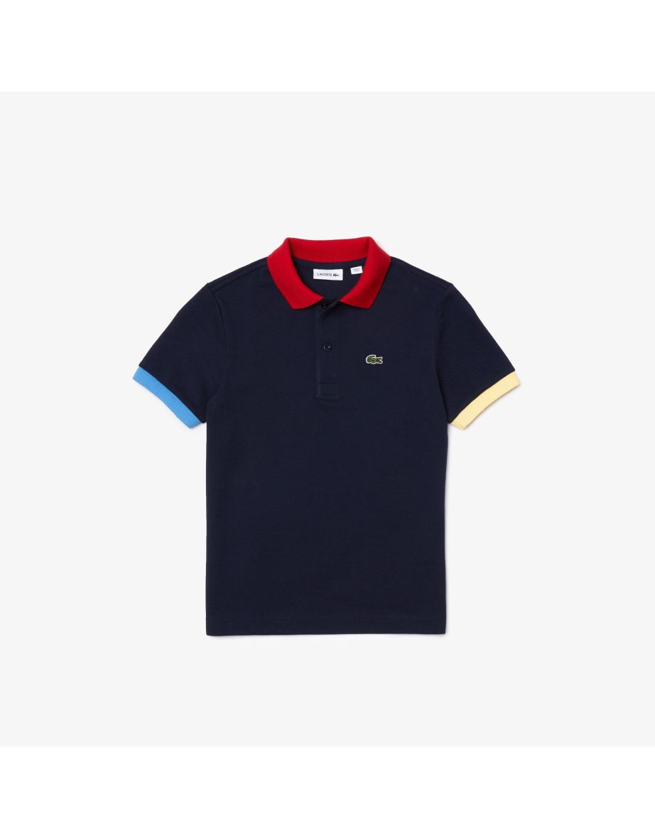 Boy's Lacoste Juniors Coloured Details Cotton Pique Polo Shirt in other