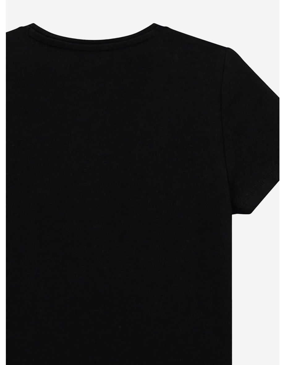 Guess Girls Logo Print T-Shirt in Black - 3