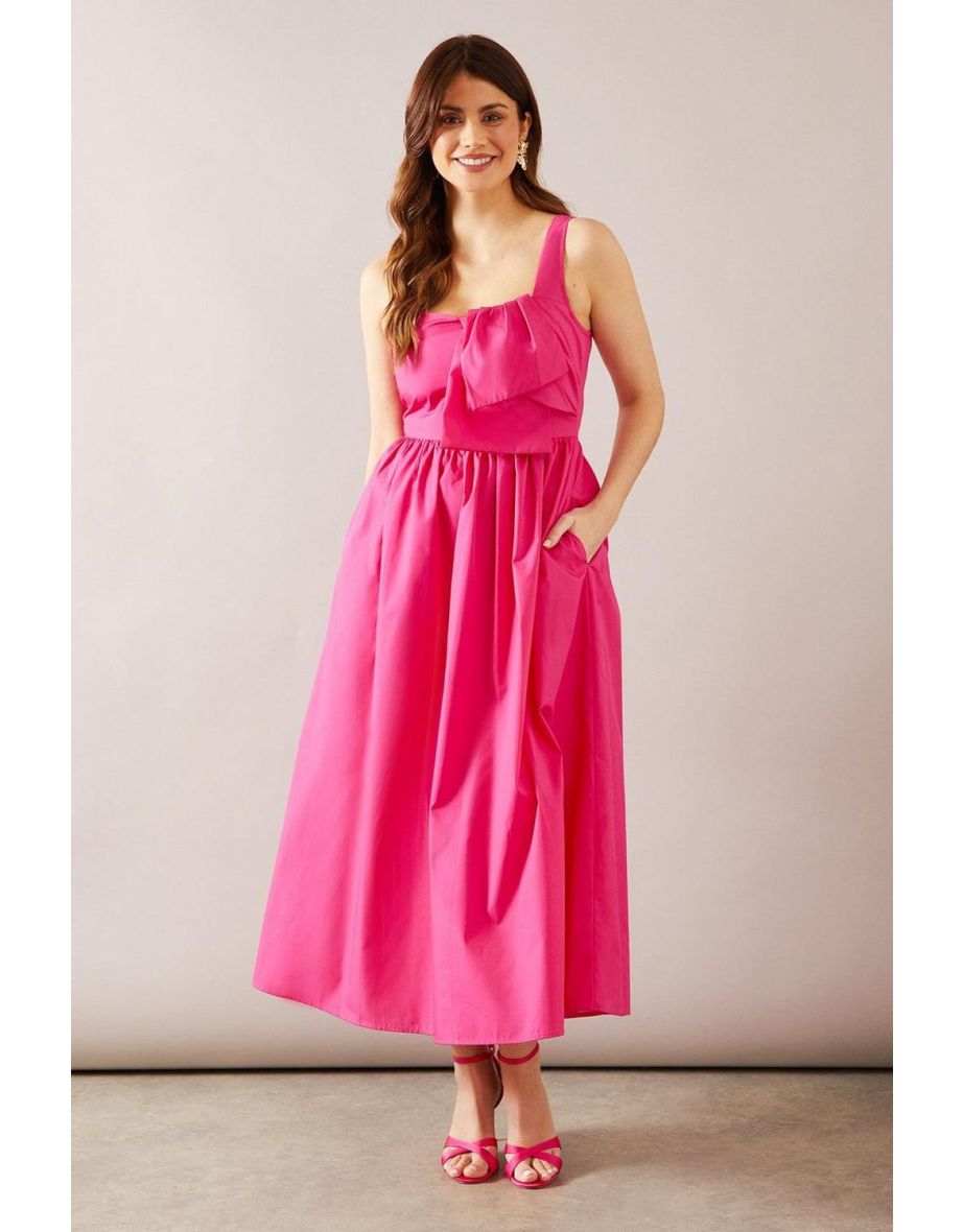 Bow Detail Cotton Midaxi Dress