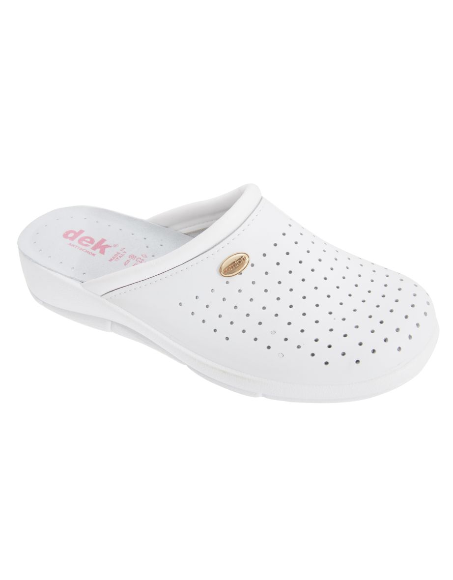 Dek Womens/Ladies Coated Leather Clogs - White