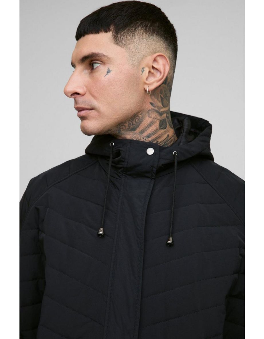 Tall Quilted Popper Side Festival Jacket  - black - 2
