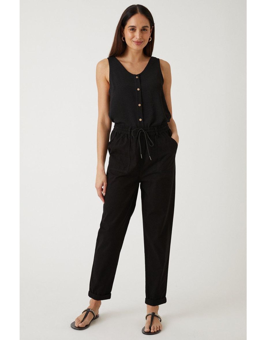 Elasticated Waist Tapered Trousers