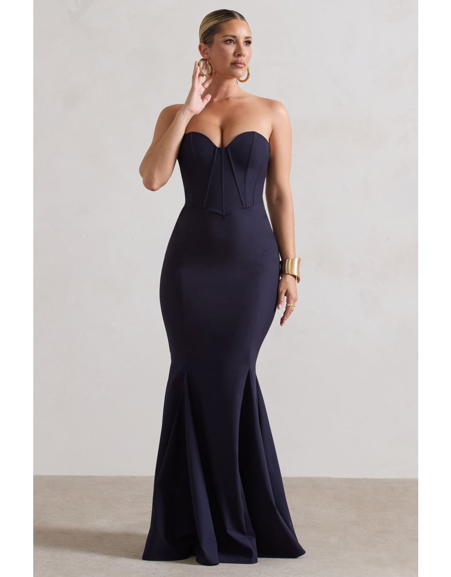 Club L London Navy Mermaid Evening Dress