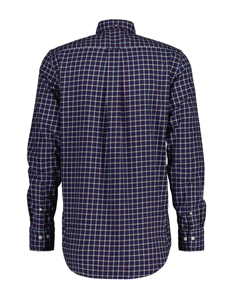 Men's Gant Regular Fit Twill Micro Multi Check Shirt in Blue - 1