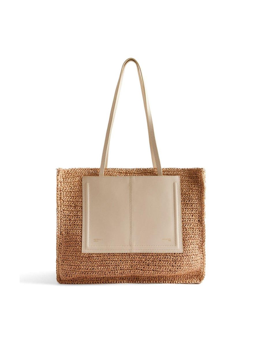 Ashvi Raffia Large Tote Bag Cream - cream
