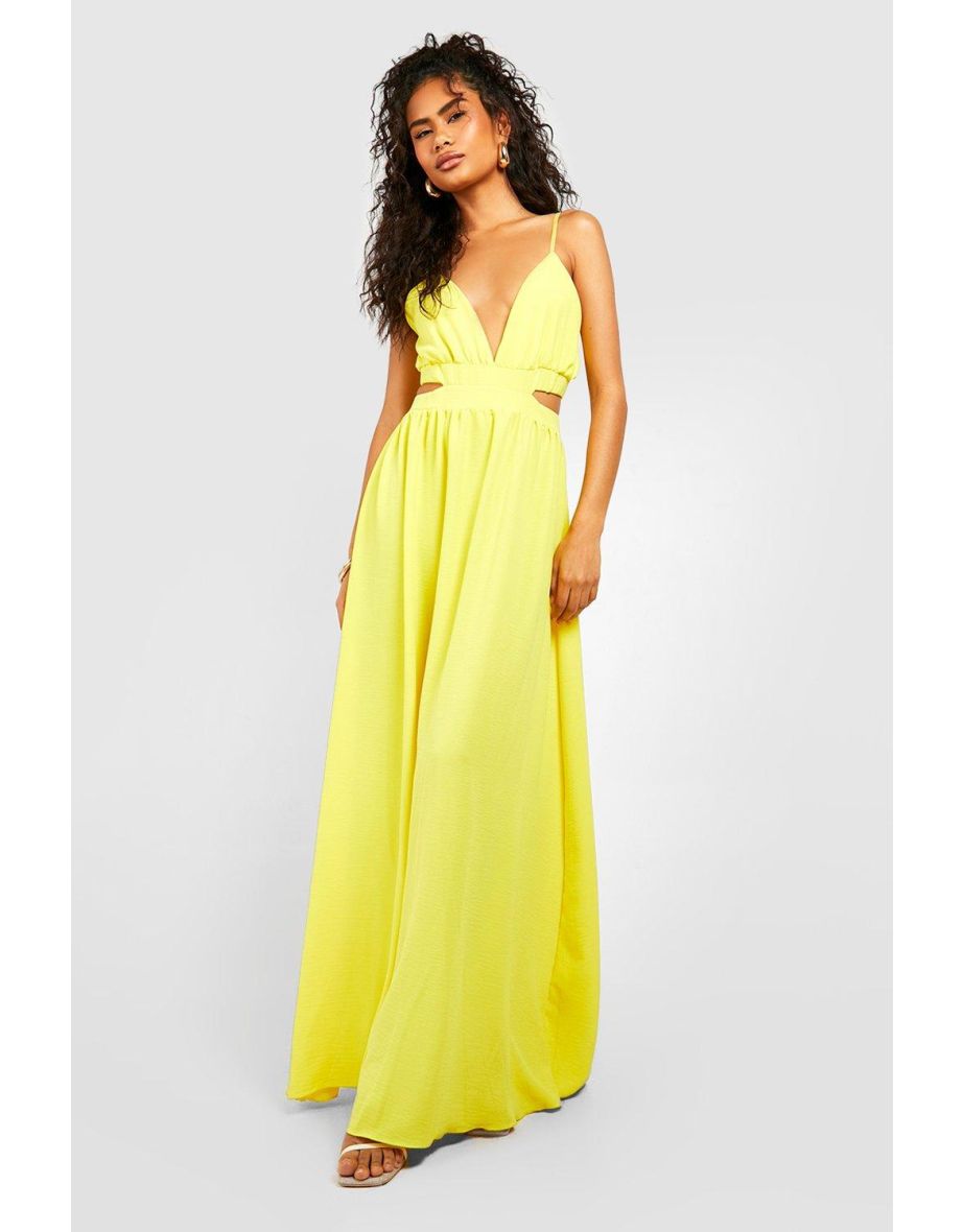 Boohoo yellow hot sale maxi dress