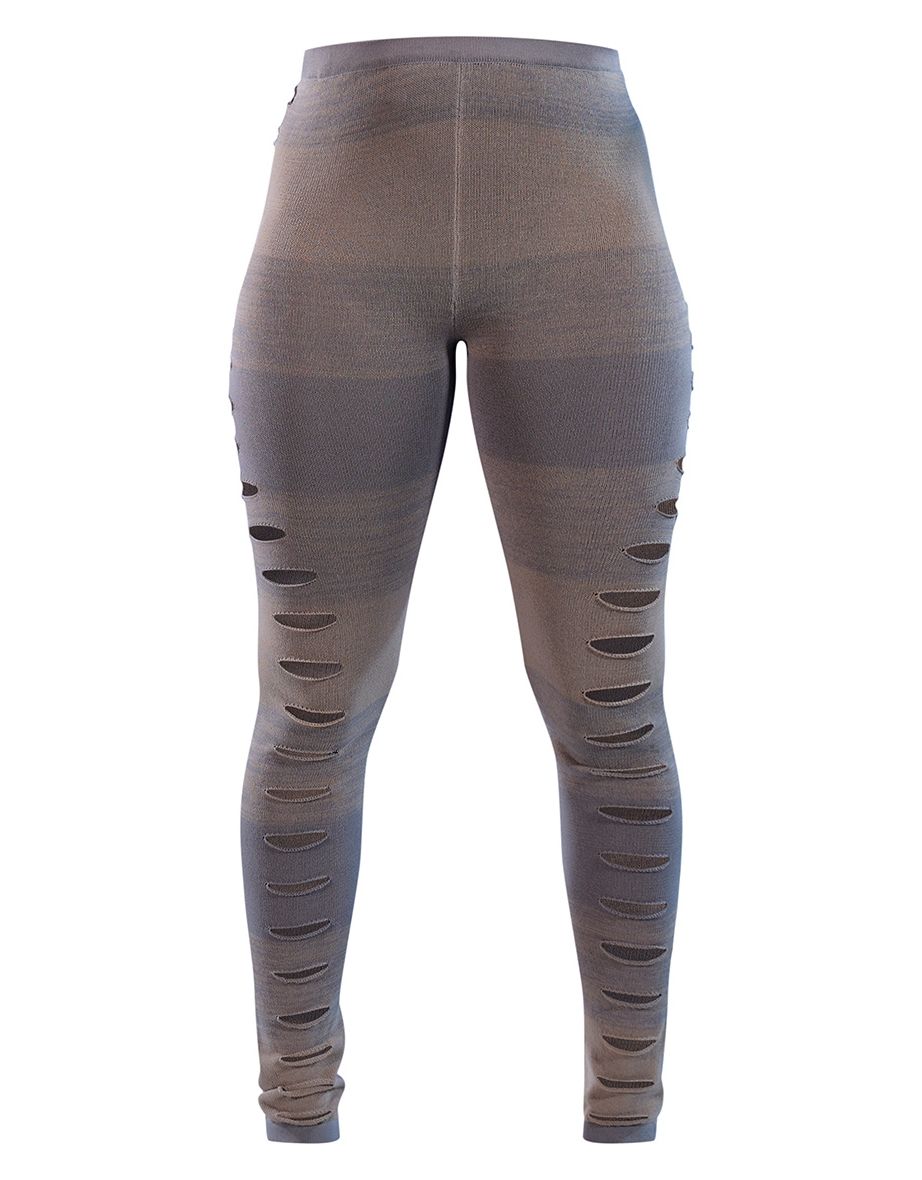 Grey Knitted Two Tone Leggings - 4
