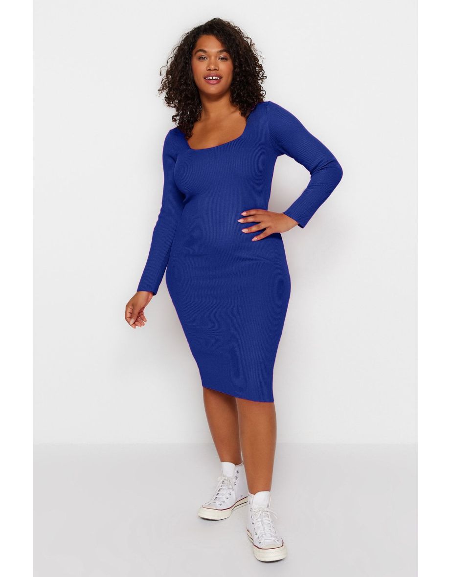 Saks Corduroy Knitwear Plus Size Dress